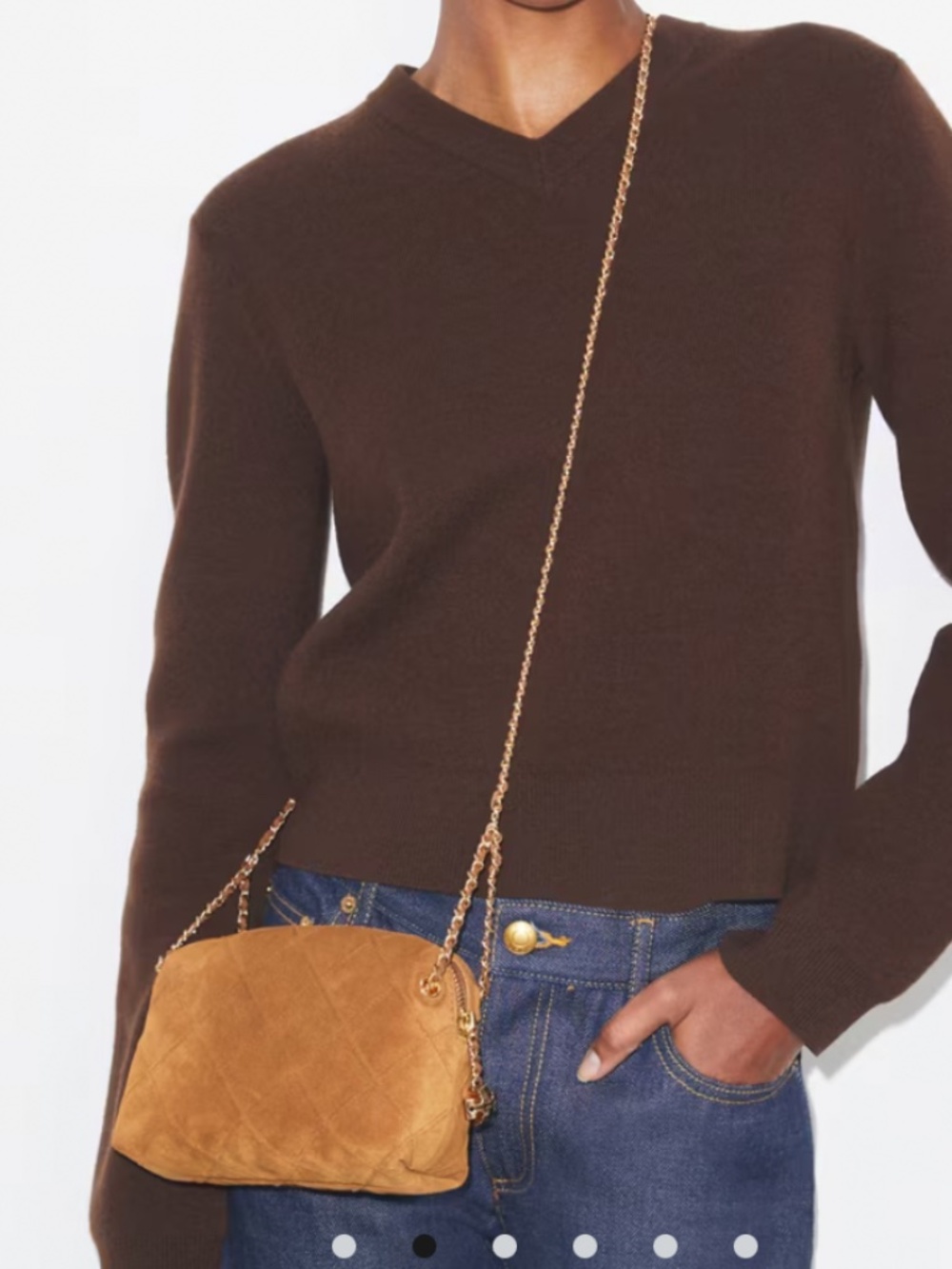 Tory Burch Fleming Suede Crossbody Bag color: chicory brown